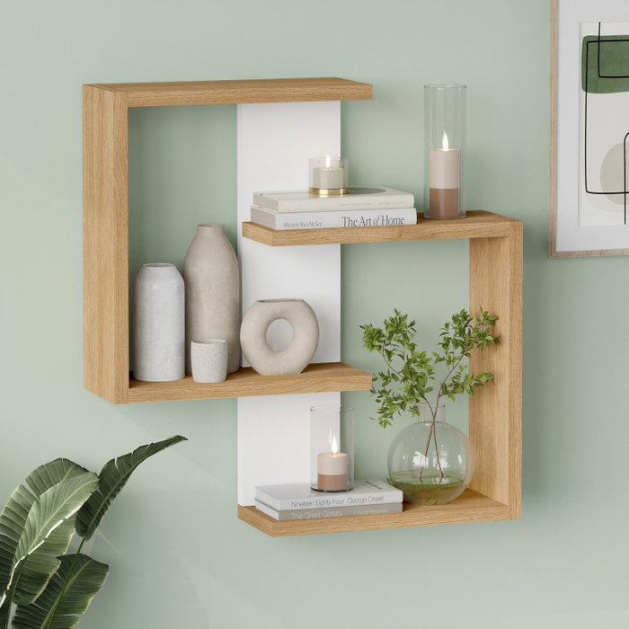 Hanah Home Ars1-Sw Estantería de Pared Roble y Blanco Hanah Home Ars1-Sw Estantería de Pared Roble y Blanco